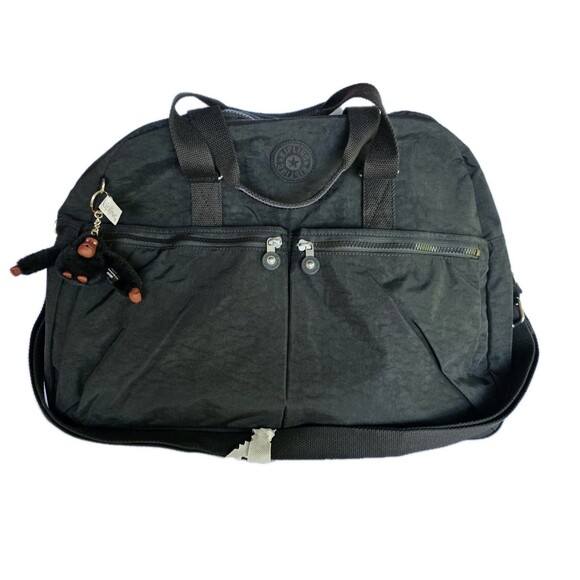 Kipling Bag Black Purse Tonal Eugina Weekender Satchel Duffel Monkey New - Picture 5 of 16